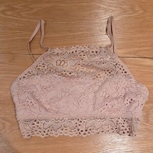 Aerie Lace Halter Bralette in Soft Pink